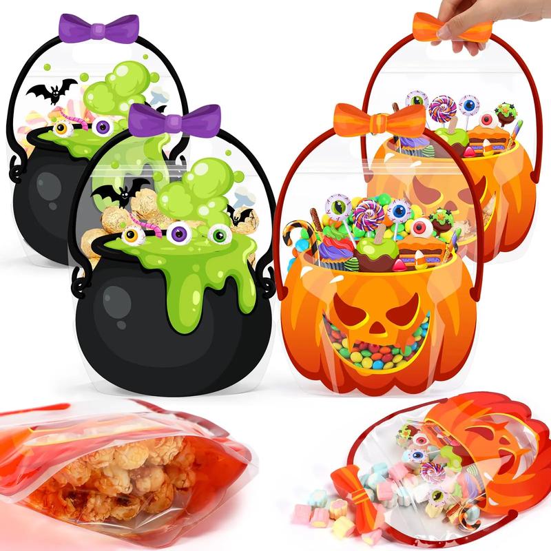 Halloween Treat Bags for Kids, Reusable Candy Bags with Ghost Pumpkin Design, Trick or Treat Party Favor Bags
