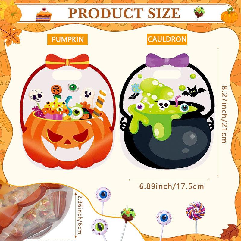 Halloween Treat Bags for Kids, Reusable Candy Bags with Ghost Pumpkin Design, Trick or Treat Party Favor Bags