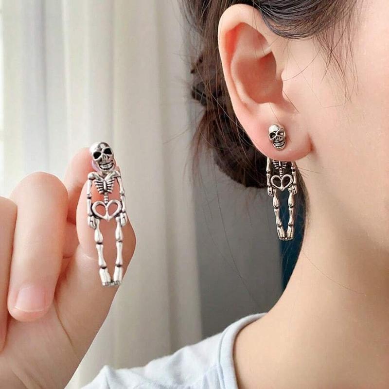 Halloween Skeleton Earrings for Women, Cute Gothic Skull Dangle Earrings, Spooky Party Jewelry, Skeleton Costume Accessories Gift