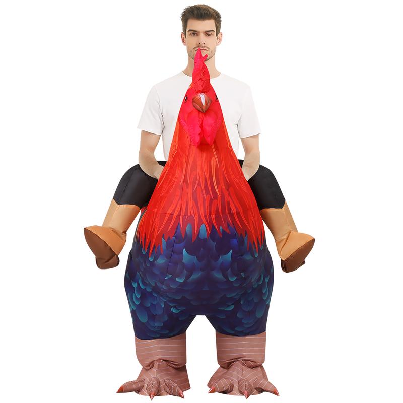 Inflatable Rooster Costume for Adults and Kids, Funny Chicken Costume Outfit, Halloween Party Dress Up Suit, Animal Cosplay