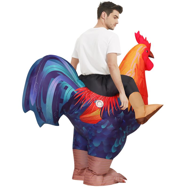 Inflatable Rooster Costume for Adults and Kids, Funny Chicken Costume Outfit, Halloween Party Dress Up Suit, Animal Cosplay