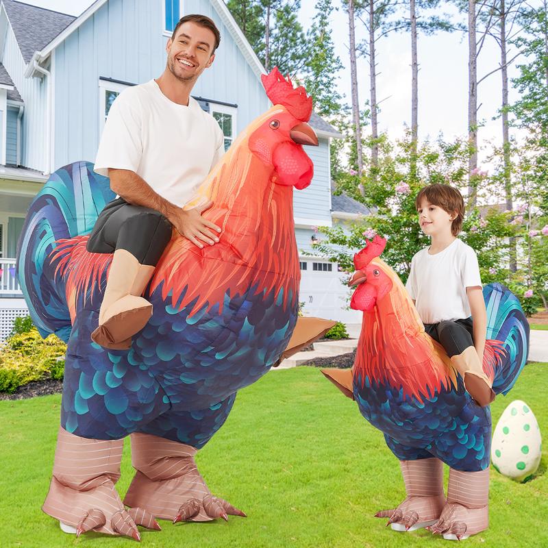 Inflatable Rooster Costume for Adults and Kids, Funny Chicken Costume Outfit, Halloween Party Dress Up Suit, Animal Cosplay