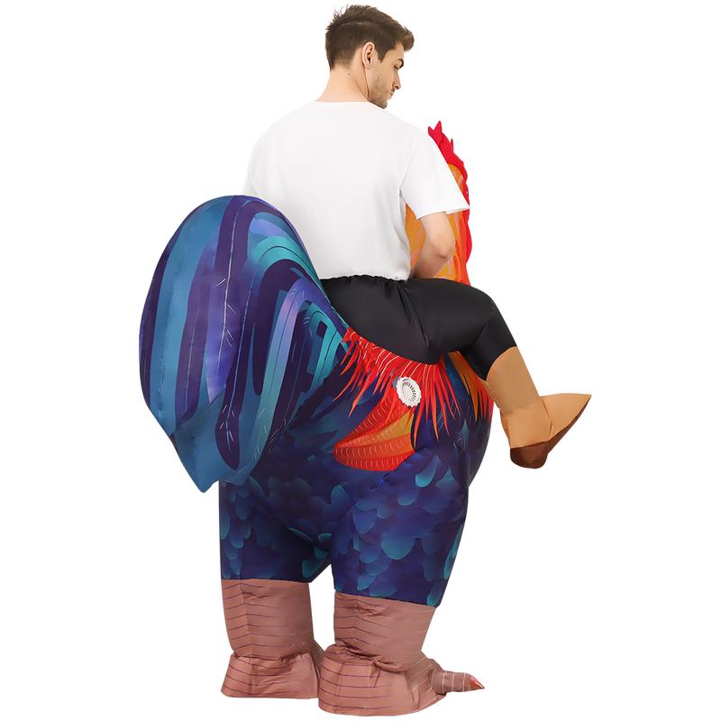 Inflatable Rooster Costume for Adults and Kids, Funny Chicken Costume Outfit, Halloween Party Dress Up Suit, Animal Cosplay