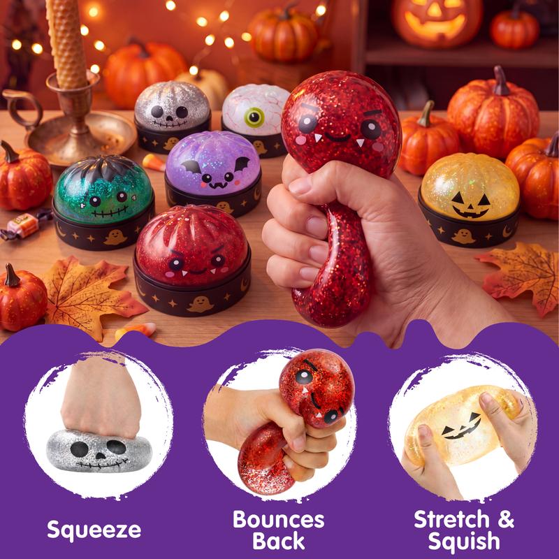 Halloween Squishy Toy, Glitter Frankenstein Stress Relief Fidget Toy, Cute Spooky Sensory Squeeze Toy for Kids and Adults