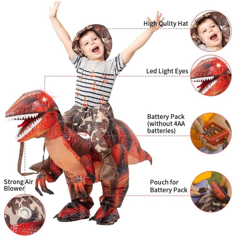 Inflatable Dinosaur Costume for Kids, T Rex Costume, Funny Halloween Costume Outfit, Party Dress Up Suit