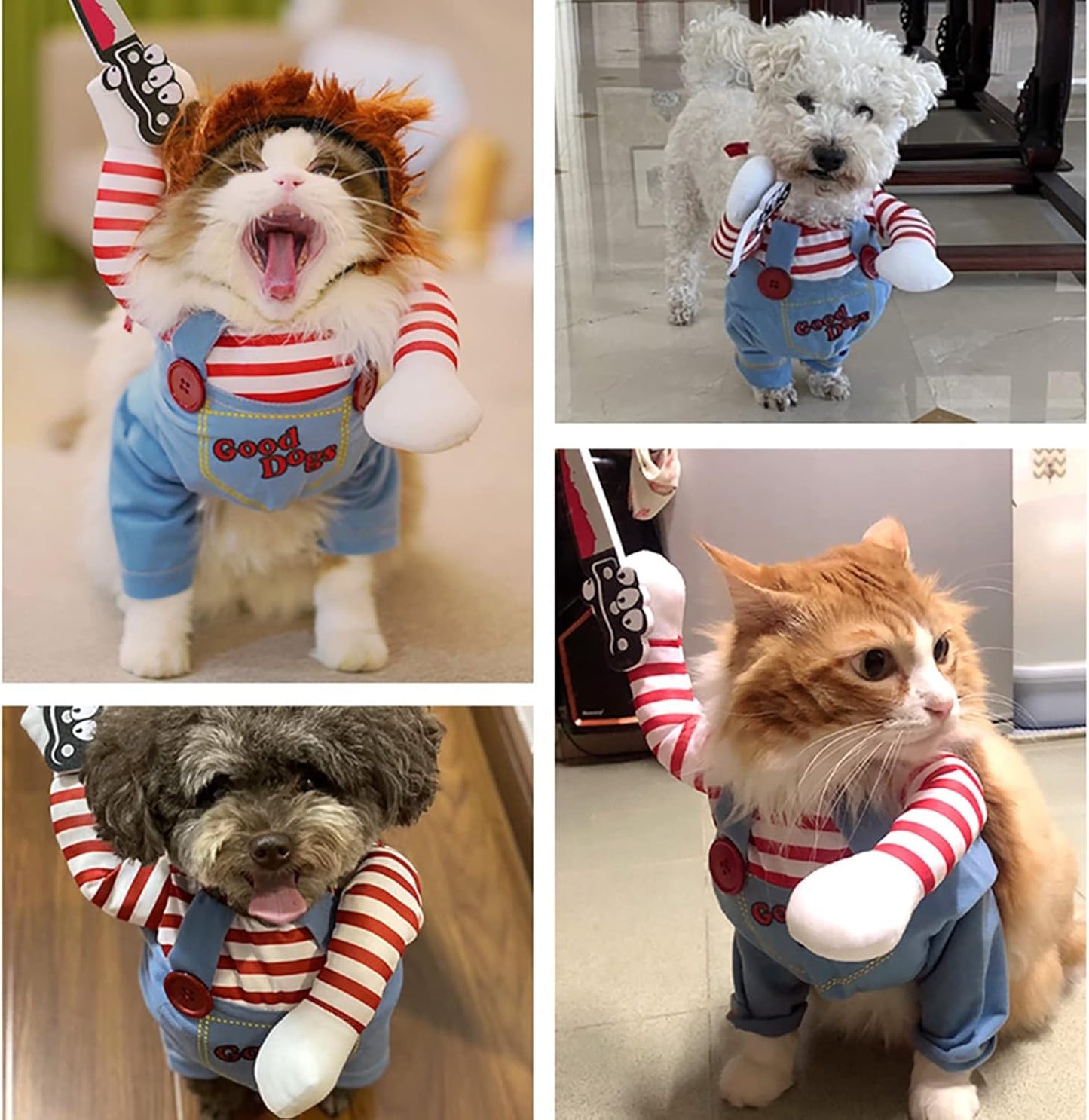 Funny Halloween Pet Costume, Dog and Cat Killer Costume Outfit, Cute Horror Pet Costume Clothes, Halloween Party Photo Props