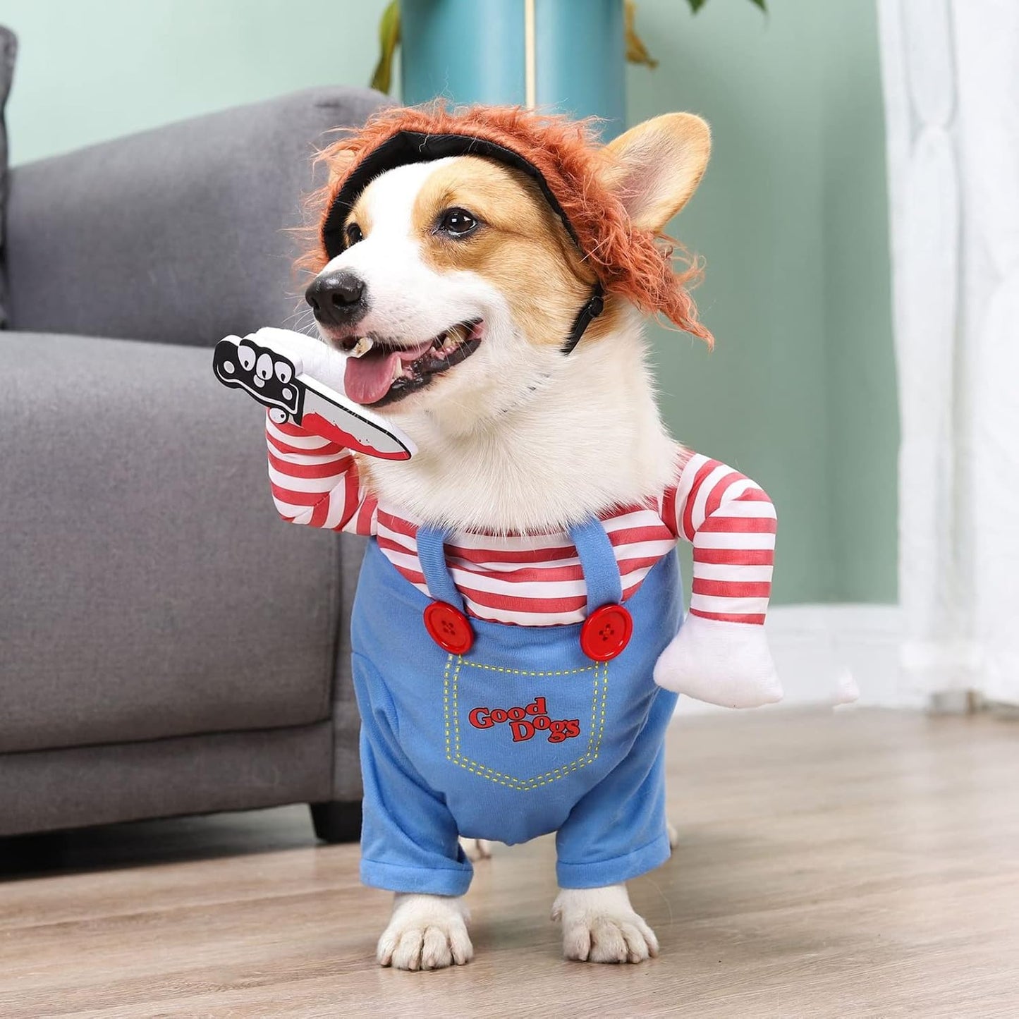 Funny Halloween Pet Costume, Dog and Cat Killer Costume Outfit, Cute Horror Pet Costume Clothes, Halloween Party Photo Props