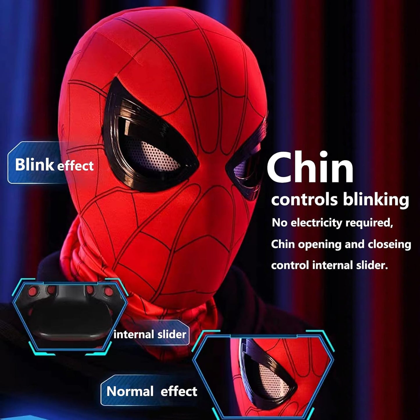 Moving LED Eyes Superhero Mask, Remote Control Cosplay Mask, USB Rechargeable Halloween Costume Gift