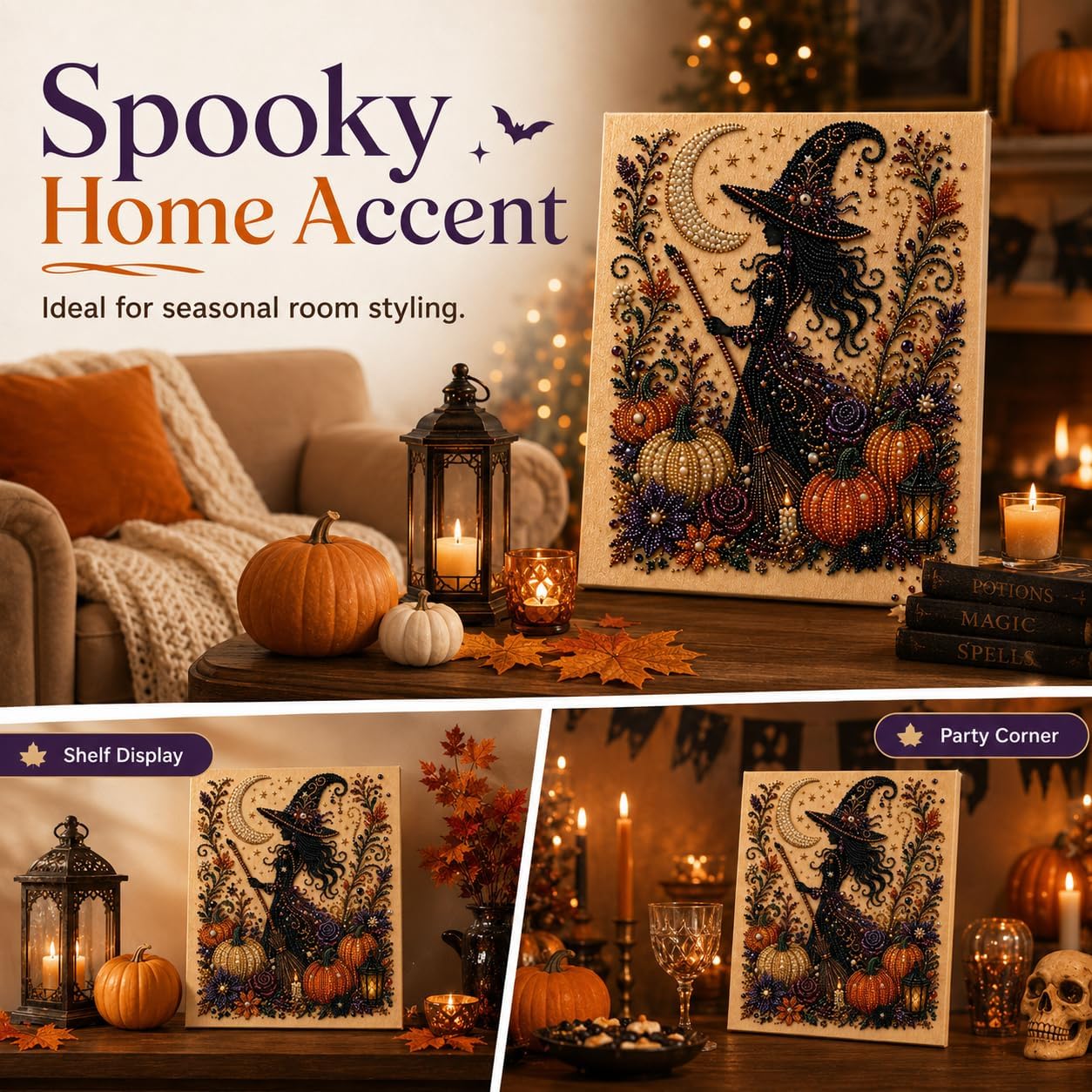 Halloween Ghost Pearl Art DIY Kit, Cute Ghost Bead Craft Set, Creative Handmade Halloween Decoration & Art Activity Kit for Kids, Teens and Adults