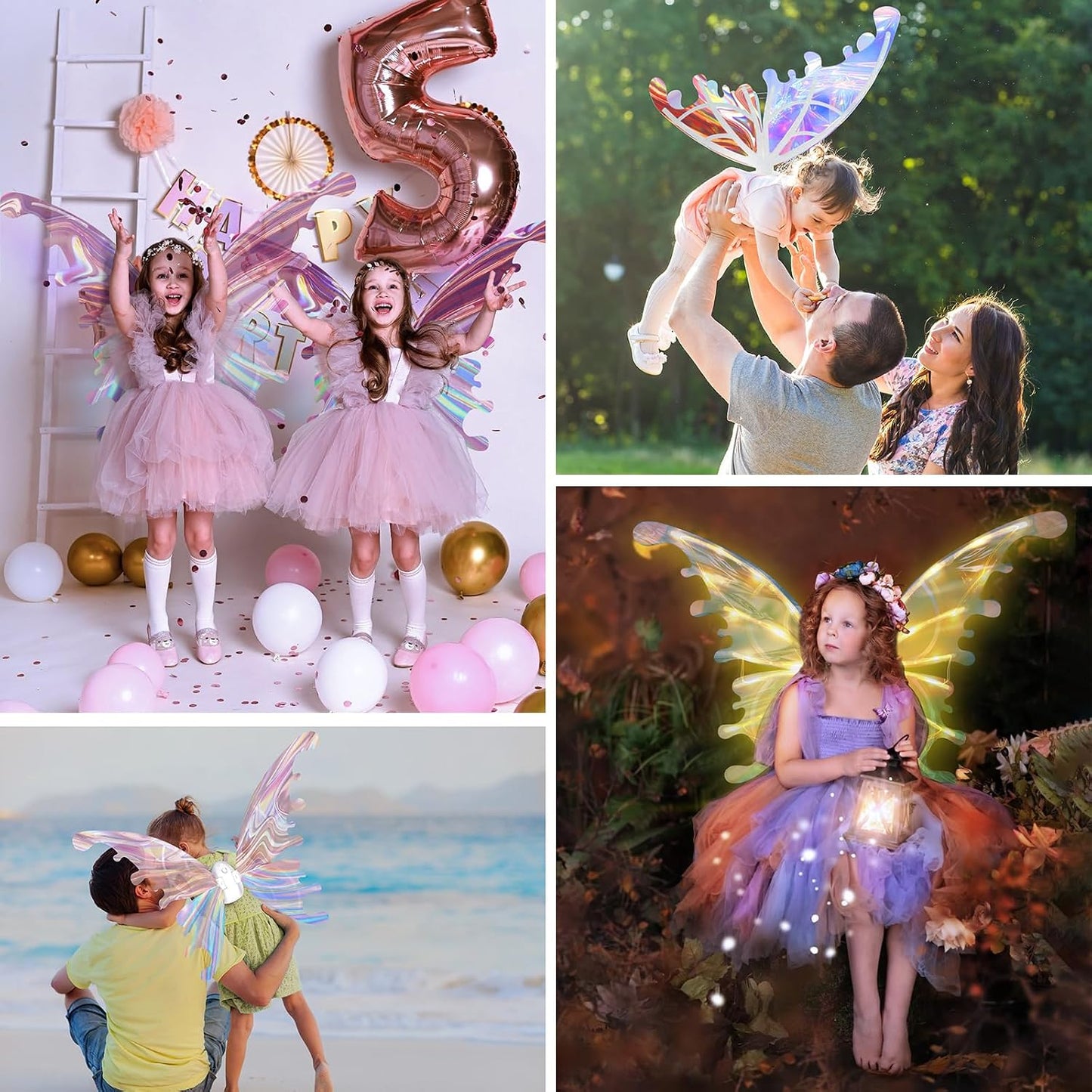 Light Up Fairy Wings for Kids, LED Butterfly Wings with Music, Glowing Princess Costume Accessory, Halloween Party Dress Up Gift