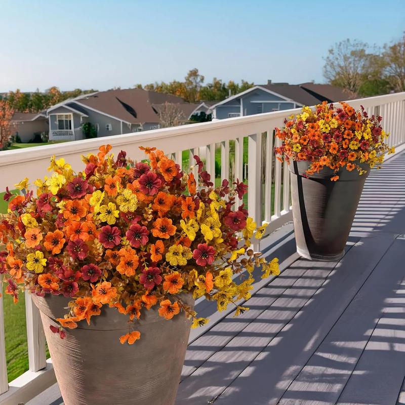 Artificial Fall Flower Bouquet, Autumn Orange Floral Arrangement, Faux Flowers for Home Decor, Table Decoration