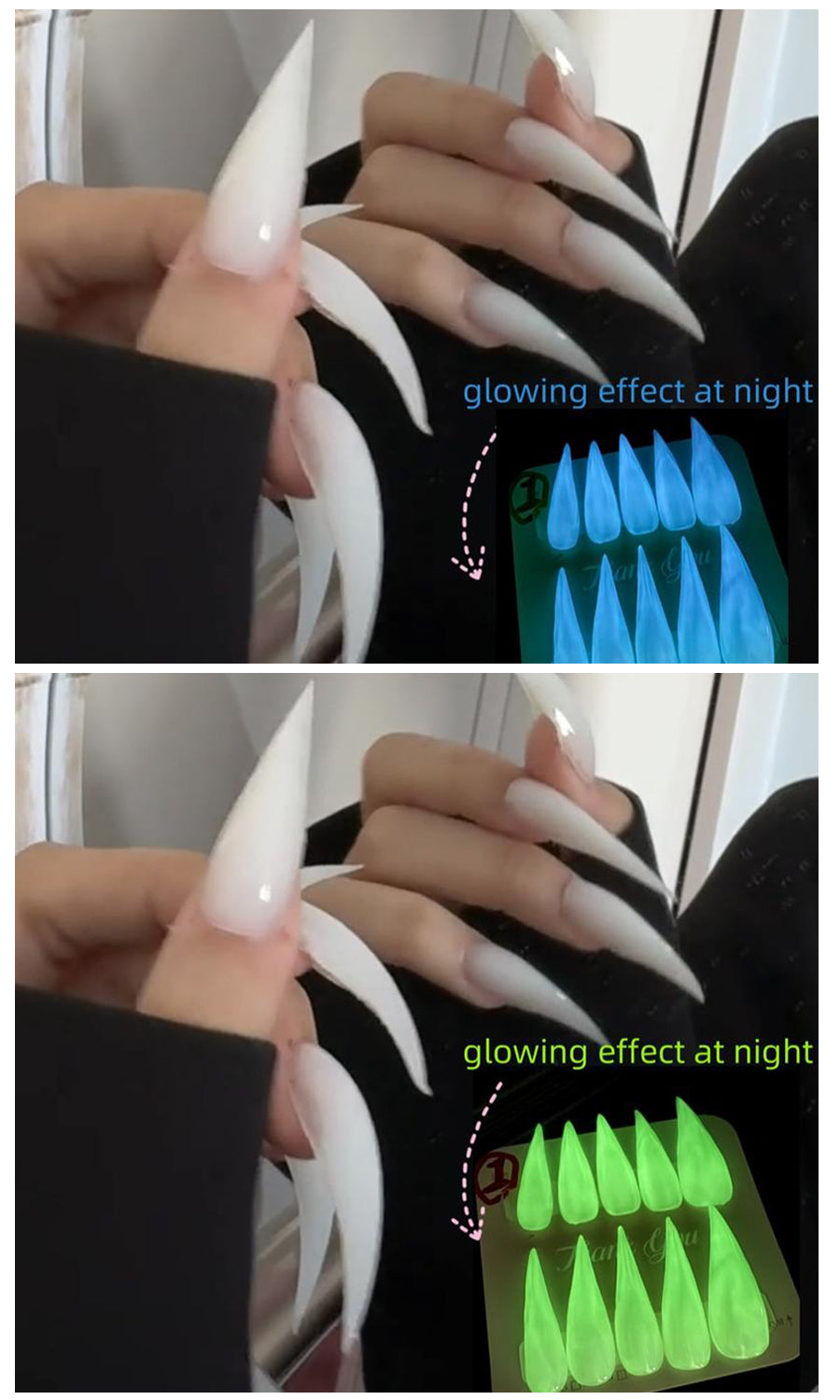 Glow In The Dark Cat Claw Nails