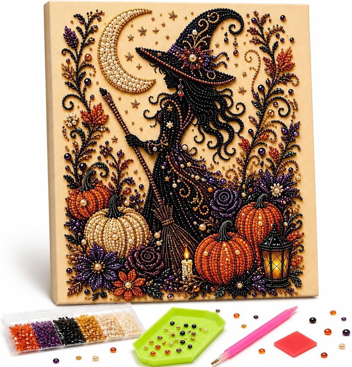 Halloween Ghost Pearl Diamond Art DIY Kit Spooky Cute 3D Diamond Painting Crafts for Adults DIY Home Decor Wall Art Beginner