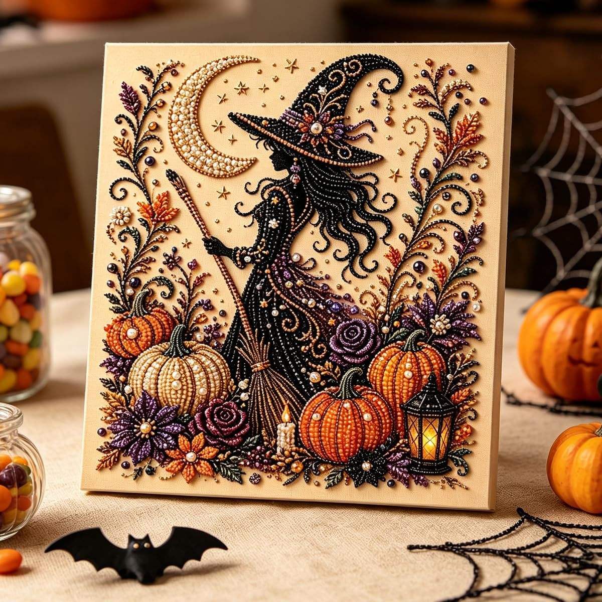 Halloween Ghost Pearl Diamond Art DIY Kit Spooky Cute 3D Diamond Painting Crafts for Adults DIY Home Decor Wall Art Beginner