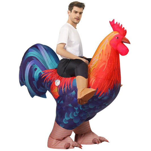 Inflatable Rooster Costume for Adults and Kids, Funny Chicken Costume Outfit, Halloween Party Dress Up Suit, Animal Cosplay