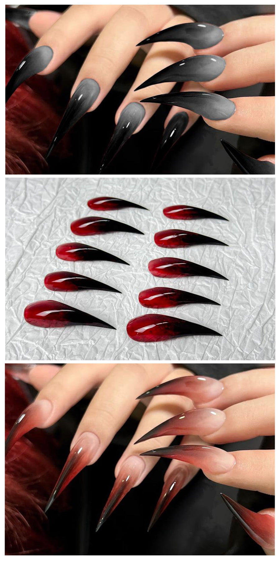Vamp Romantic Burgundy Stiletto Nail Tips